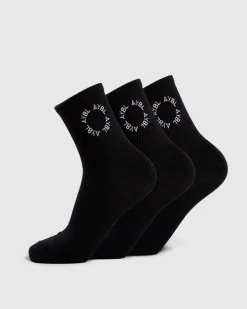 Everyday Embroidered Crew Socks (3 Pack)