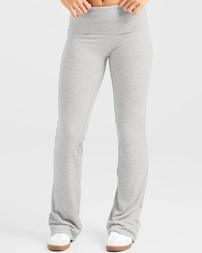 Lounge Ribbed Foldover Flared Leggings