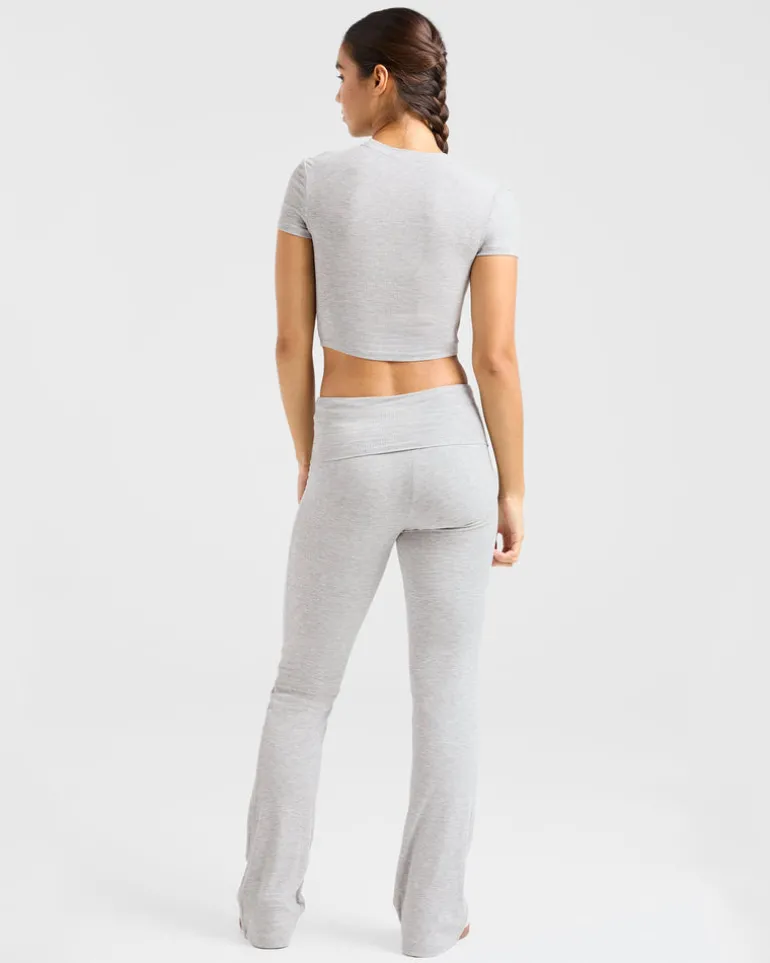 Lounge Ribbed Foldover Flared Leggings
