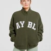 Varsity Oversized Fleece Zip Up Jacket