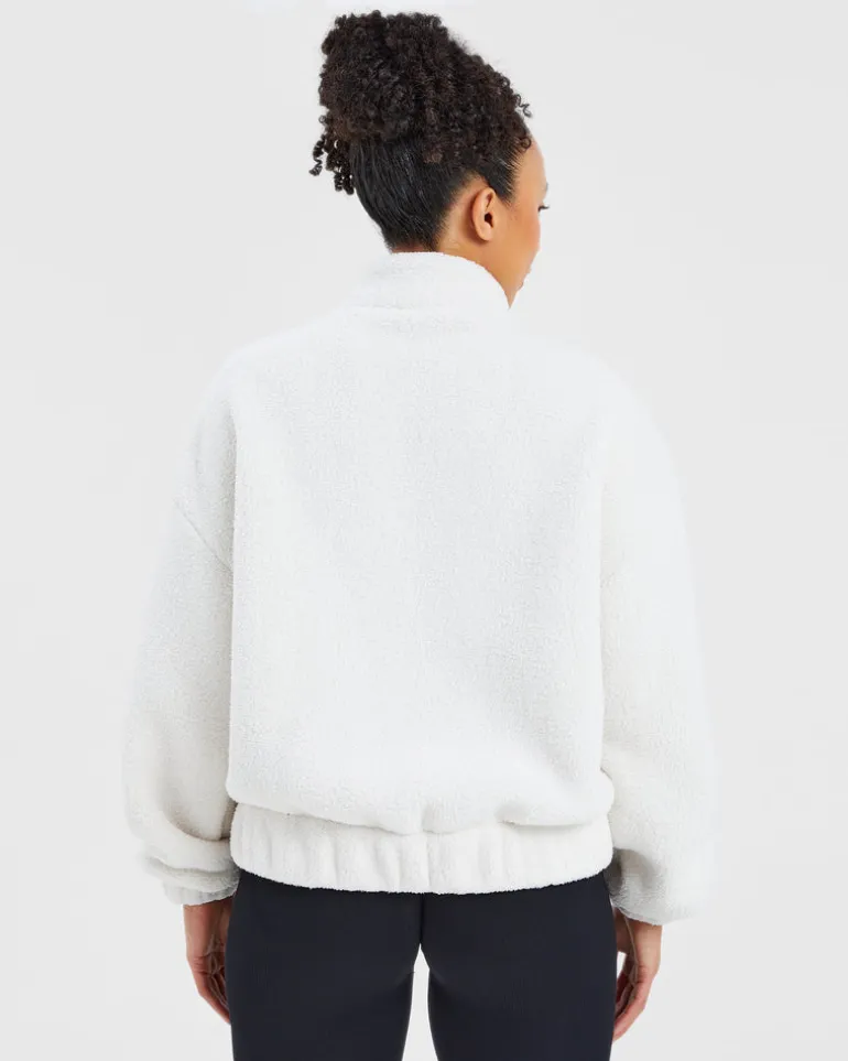 Varsity Oversized Fleece Zip Up Jacket