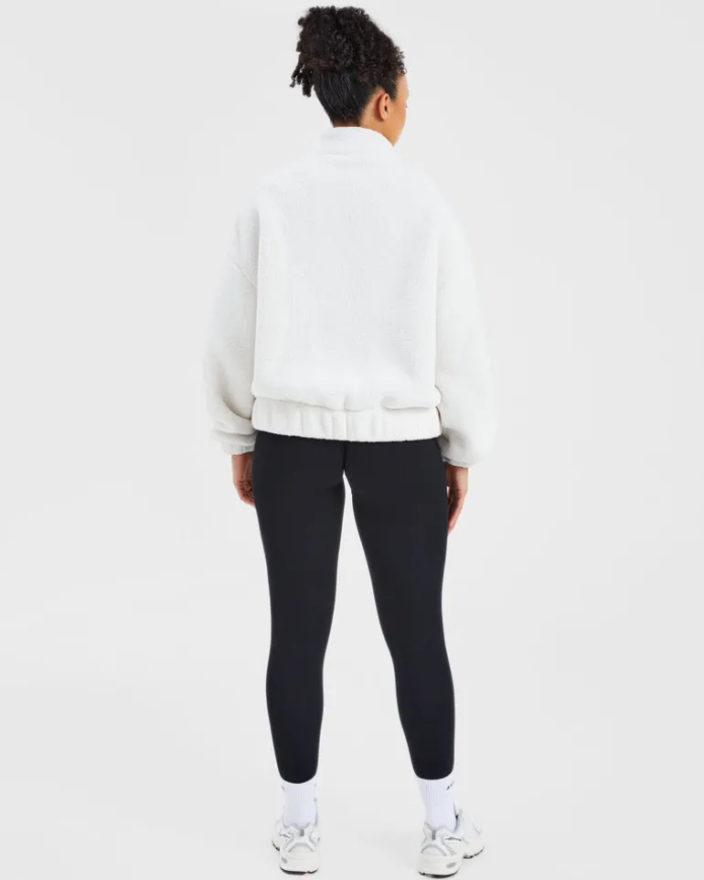 Varsity Oversized Fleece Zip Up Jacket